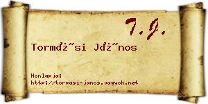 Tormási János névjegykártya