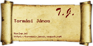 Tormási János névjegykártya